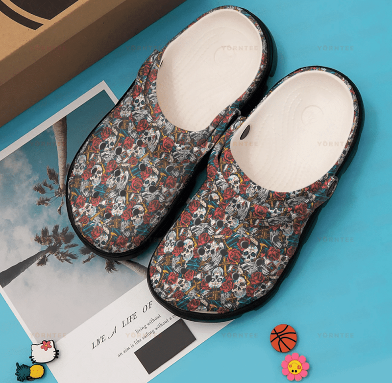 Day Of The Dead 3 Gift For Lover Rubber clog Shoes Comfy Footwear