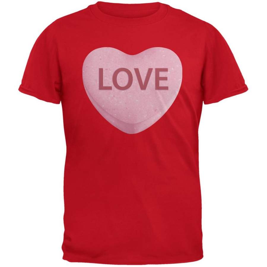 Valentine’s Day Pink Love Candy Heart Red Adult T-Shirt