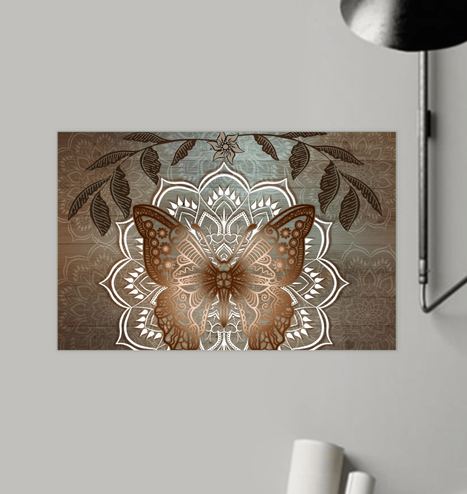 Wall Art For Living Room Gift Ideas For New Home Or Home Decor Wall Art, Matte | Butterfly And Leaves Mandala Poster Wall Art