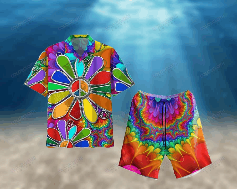 Hippie Flower Hawaii Shirt Shorts Hawaii For Hawaii Aloha Ha104000