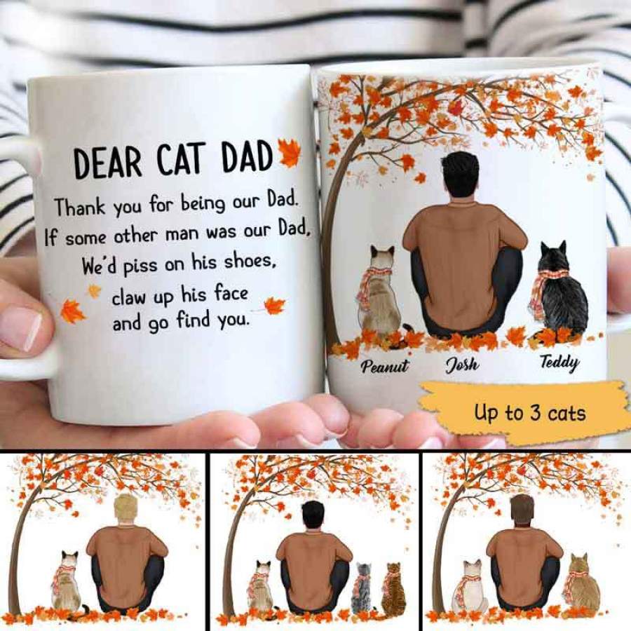 Fall Season Dear Cat Dad Personalized AOP Mug