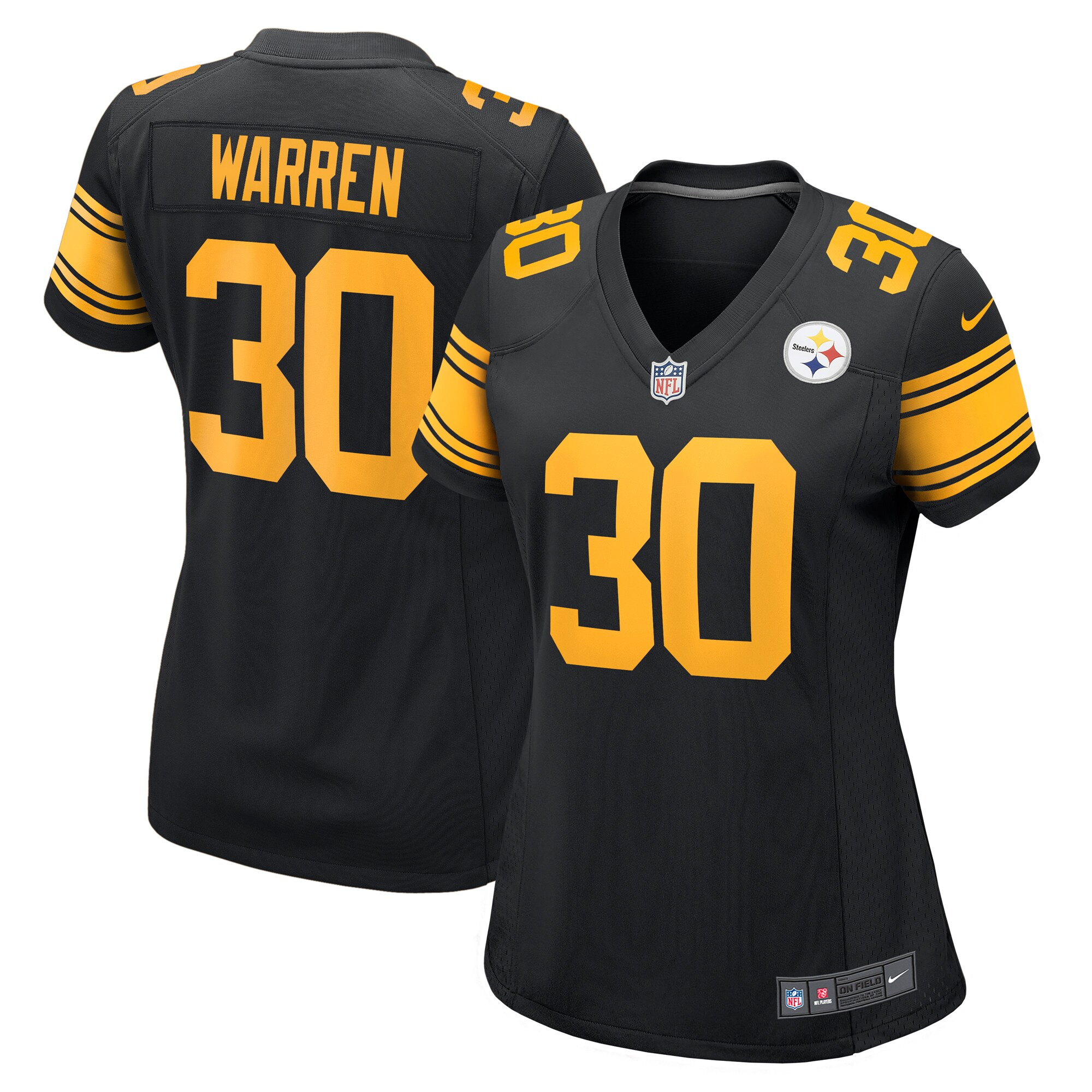 Jaylen Warren Pittsburgh Steelers Women's Alternate Game Jersey – Black