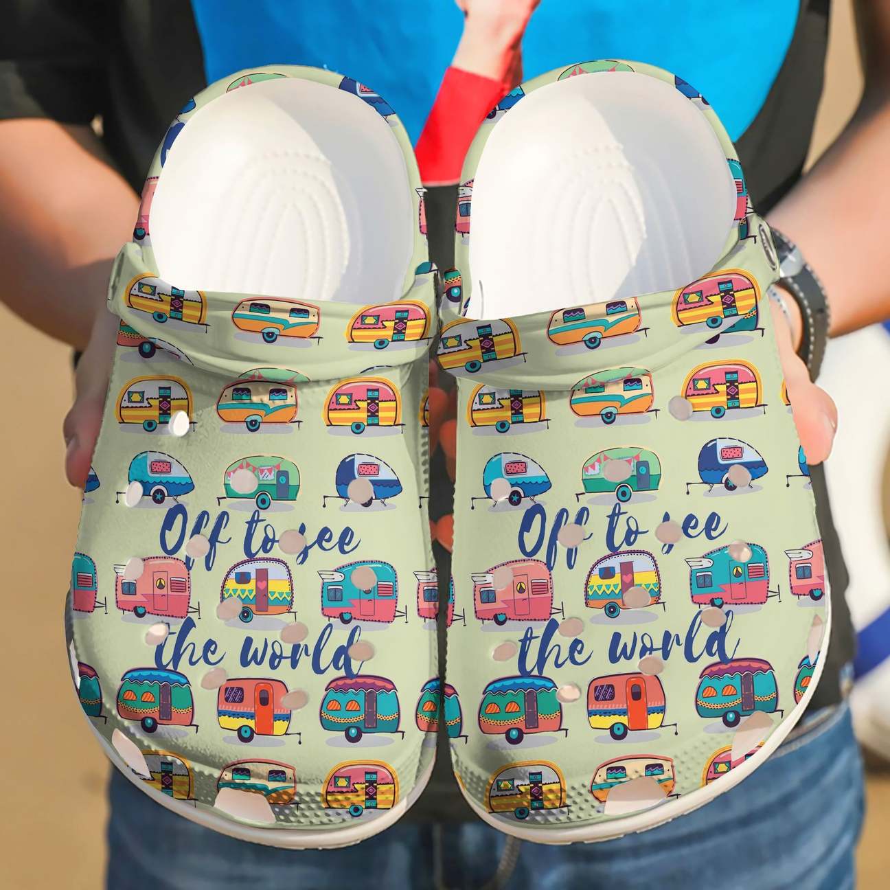 Camping Personalized Clog, Custom Name, Text Off To See The World, Fashion Style For Women, Men, Kid, Print 3D