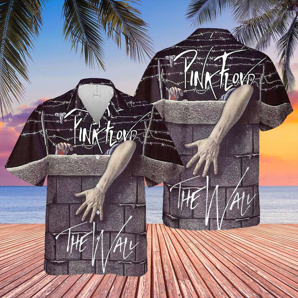 Pink Floyd The Wall Hand For Man And Woman Print Short Sleeve Hawaii Shirt Ha86378