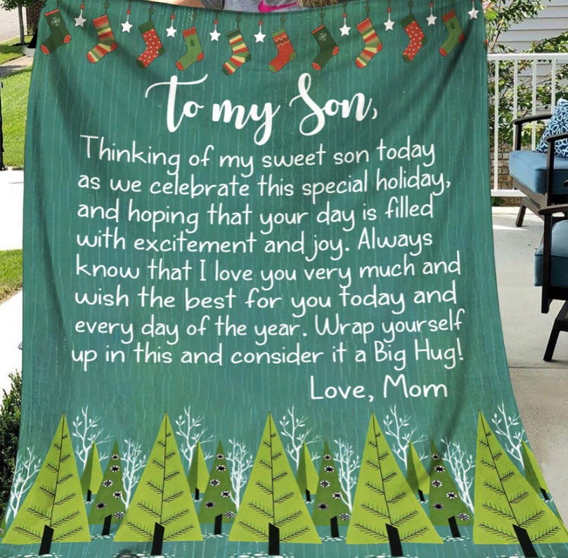 To My Son Thinking Of My Sweet Son Today As We Celebrate This Special Holiday, Christmas Gift Fleece Blanket Home Decor Bedding Couch Sofa Soft And Comfy Cozy