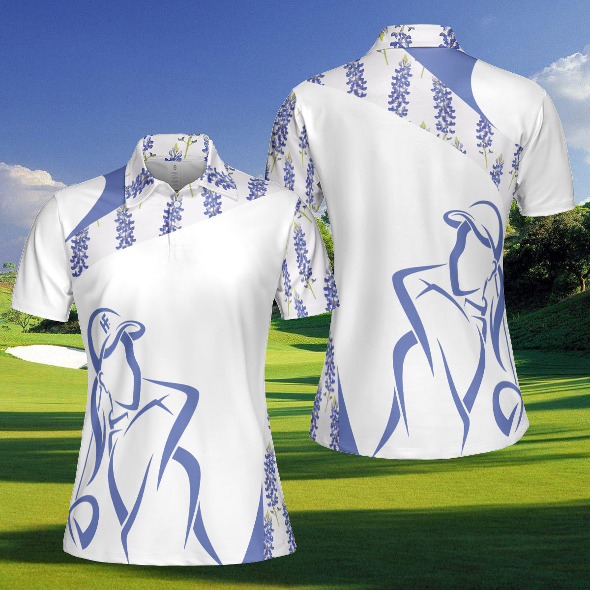 Bluebonnet Women Golfer Short Sleeve Women Polo Shirt, Unique Female Golf Gift Coolspod