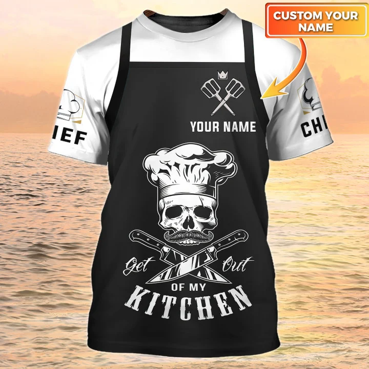 Custom Name Chef 3D T Shirt Black And White Parttern Chef Uniforms, Chef Gift