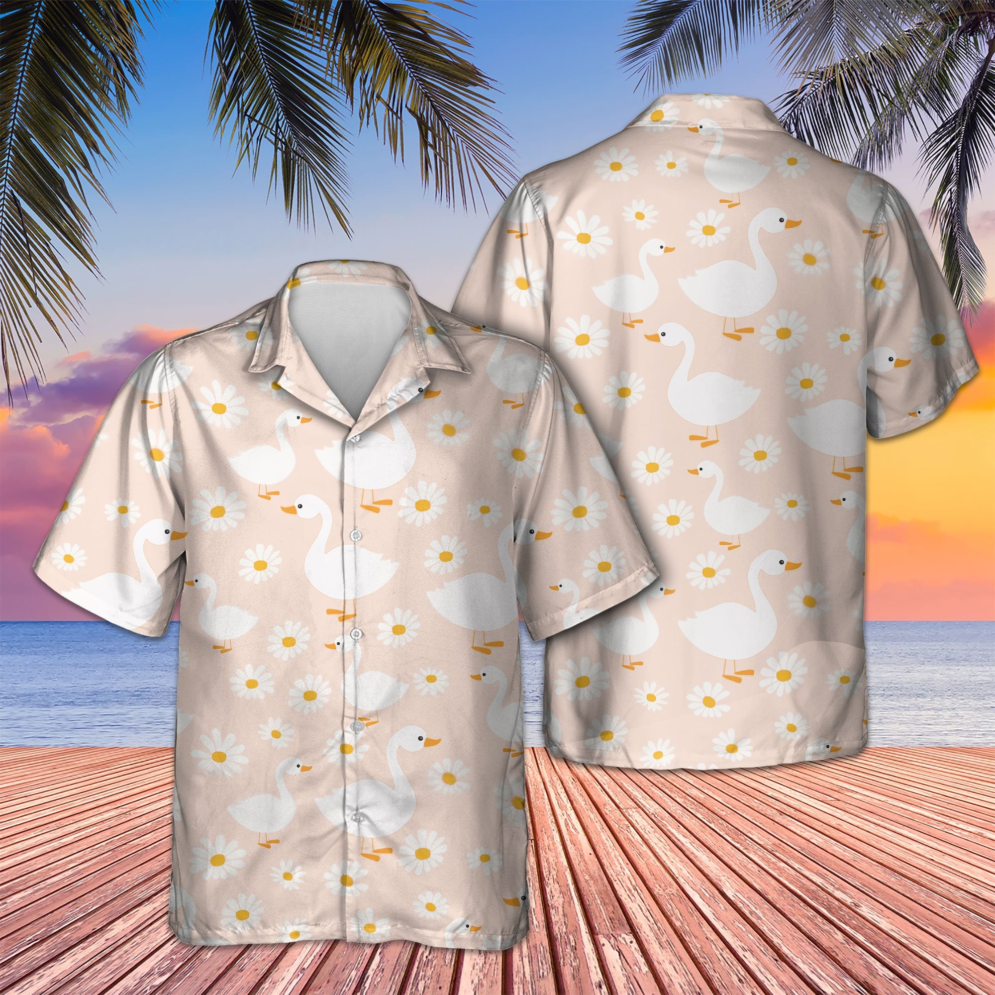 Goose And Daisy Pattern Hawaii Shirt Ha17891