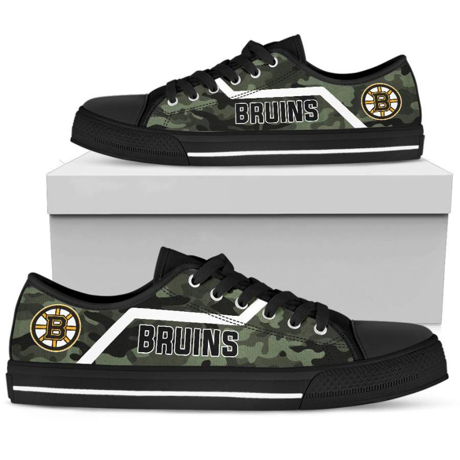 Simple Camo Boston Bruins Low Top Shoes