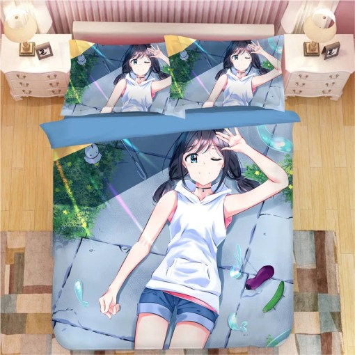 Tenki No Ko Makoto Shinkai Weathering With You 1 Duvet Cover Pillowcase Home Decor 3D Bedding Set