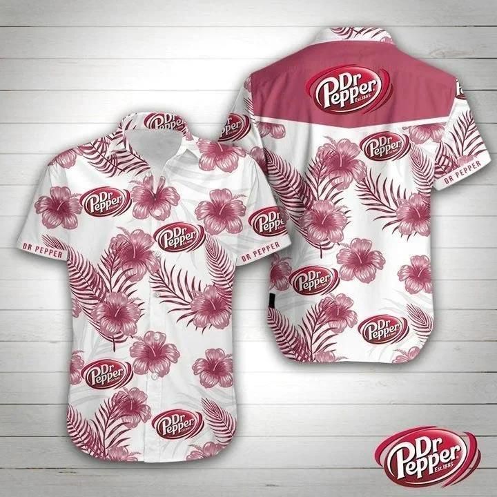 Dr Pepper Floral Hawaii Shirt White Men Women Beach Wear Short Sleeve Ha83379