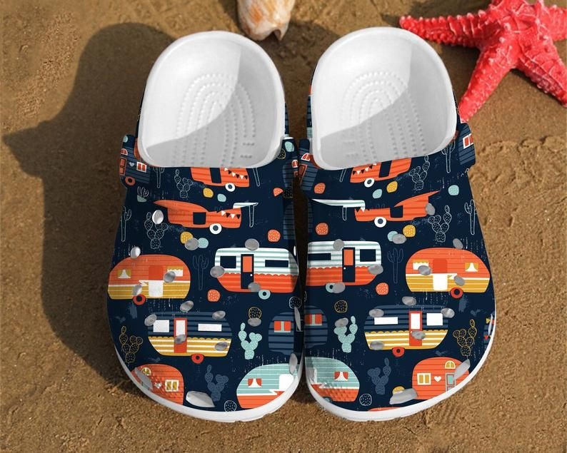 Camper Trailer Pattern Clogs Shoes