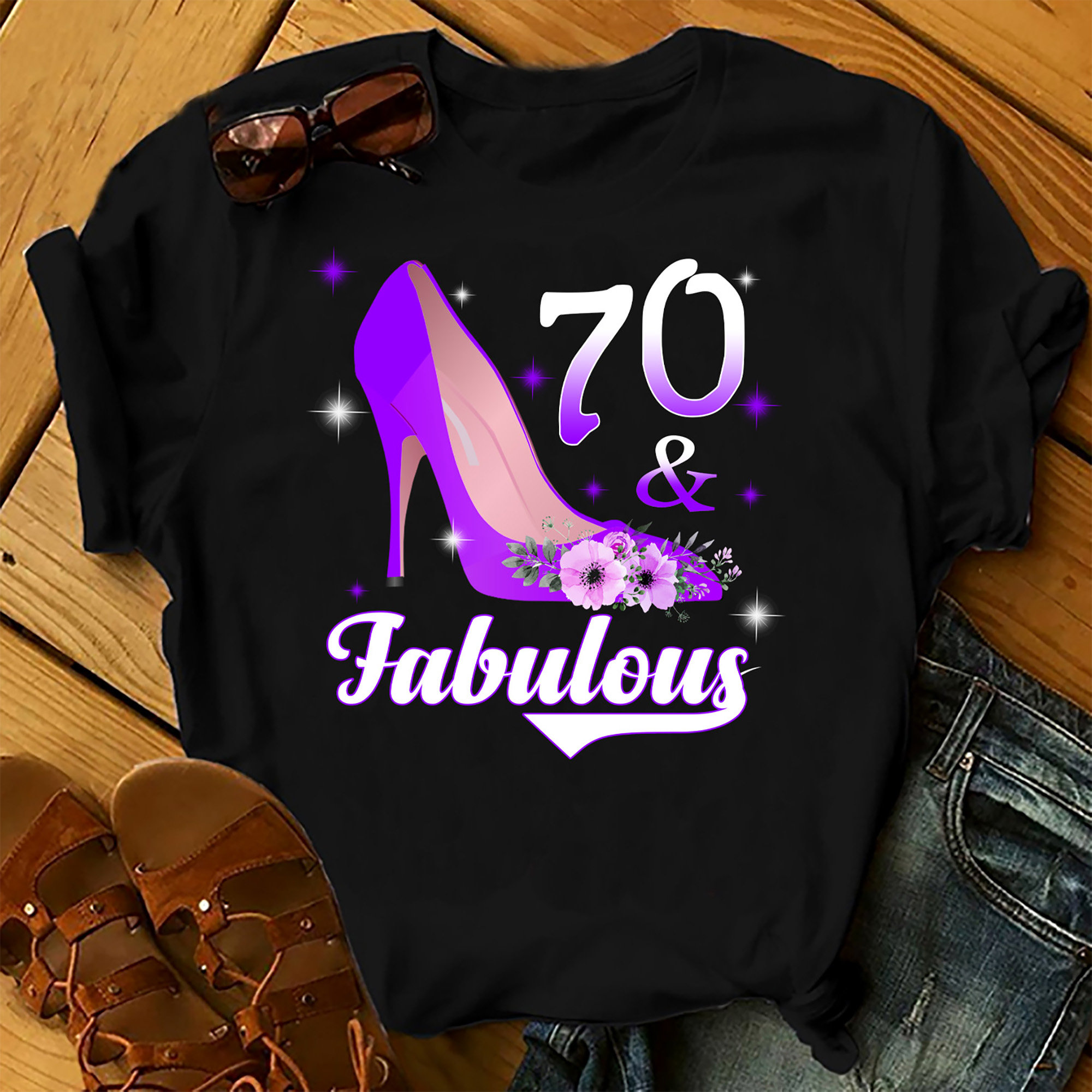 70 And Fabulous – Shirts Women, Birthday T Shirts, Summer Tops, Beach T Shirts