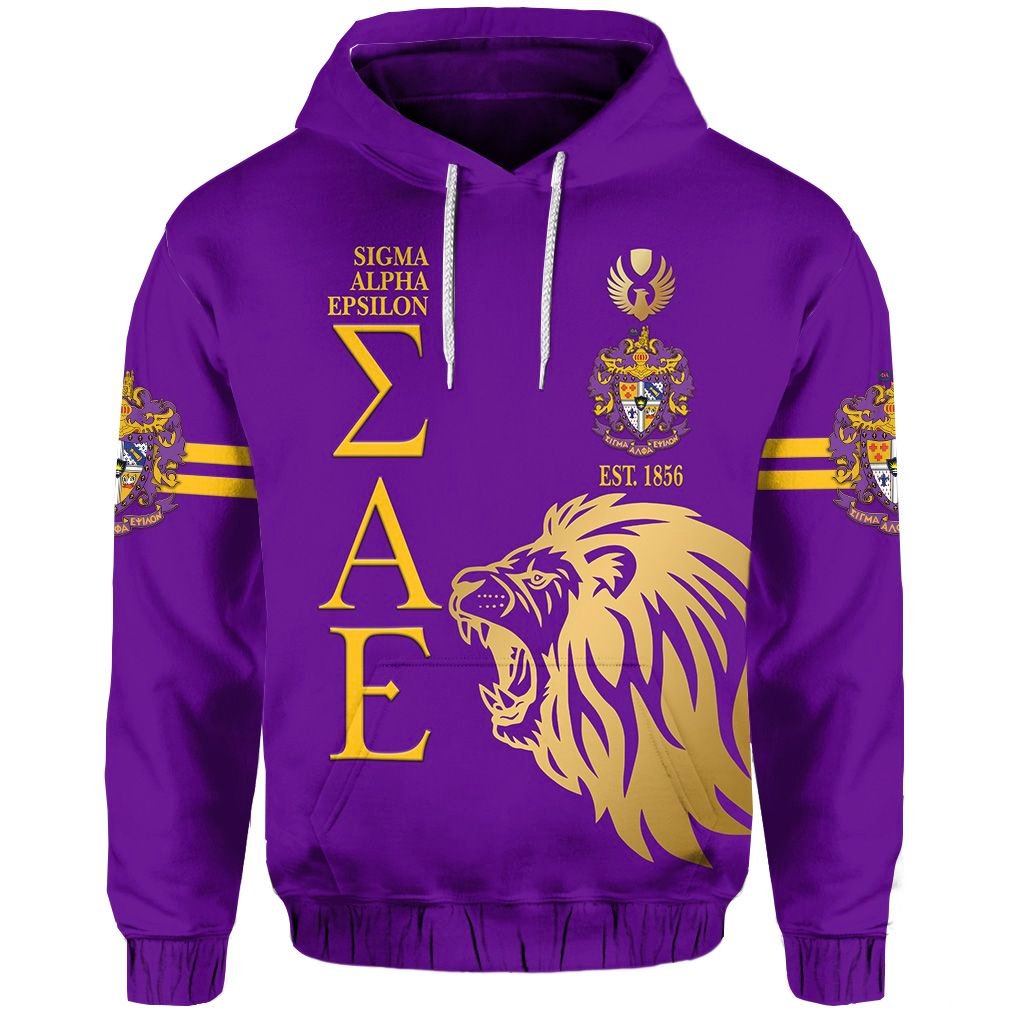 Sigma Alpha Epsilon Sae Hoodie Simple Style – Purple Lion Ver Lt8