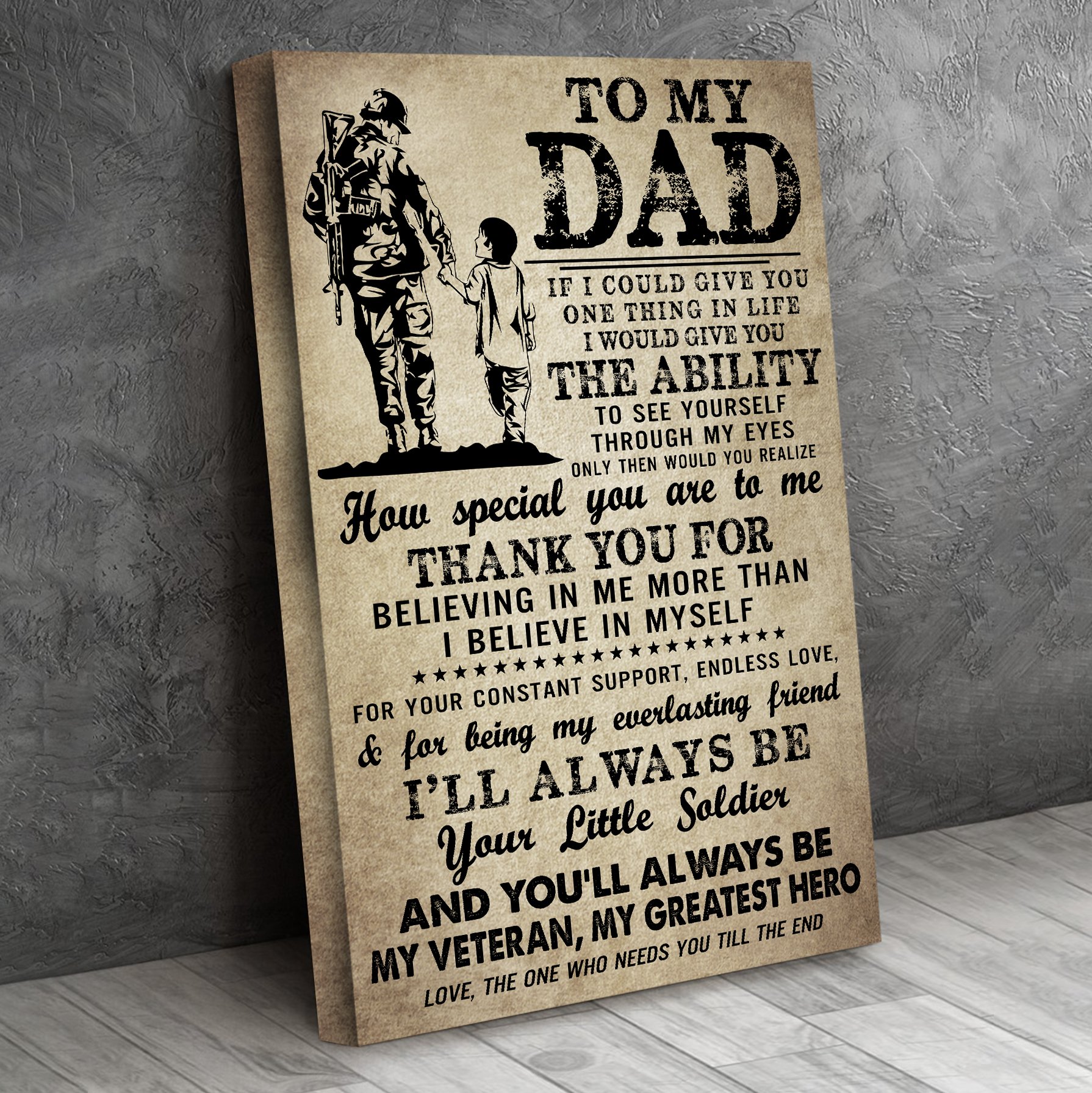 Bekingart Veteran To My Dad From Daughter Meaningful Thank You Us Military – Matte Canvas