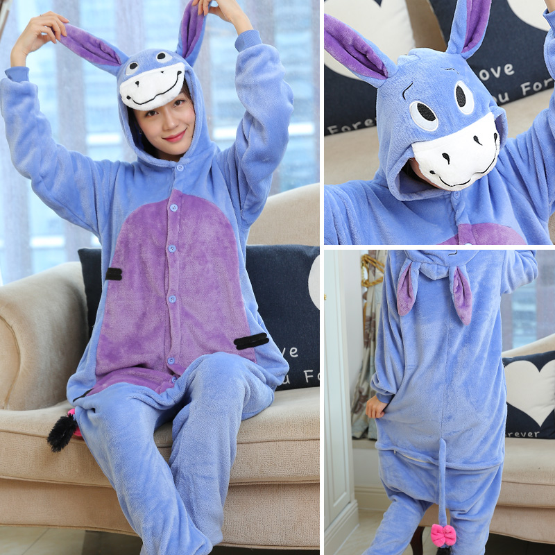 Unicorn Totoro Pajamas Winter Women Pajamas Animal Onesies Adult Men Couple Costume Cosplay Flannel Cartoon Sleepwear Pyjamas alx