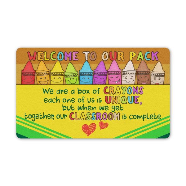 Welcome To Our Pack Crayons All Over Printed Doormat, Classroom Decor