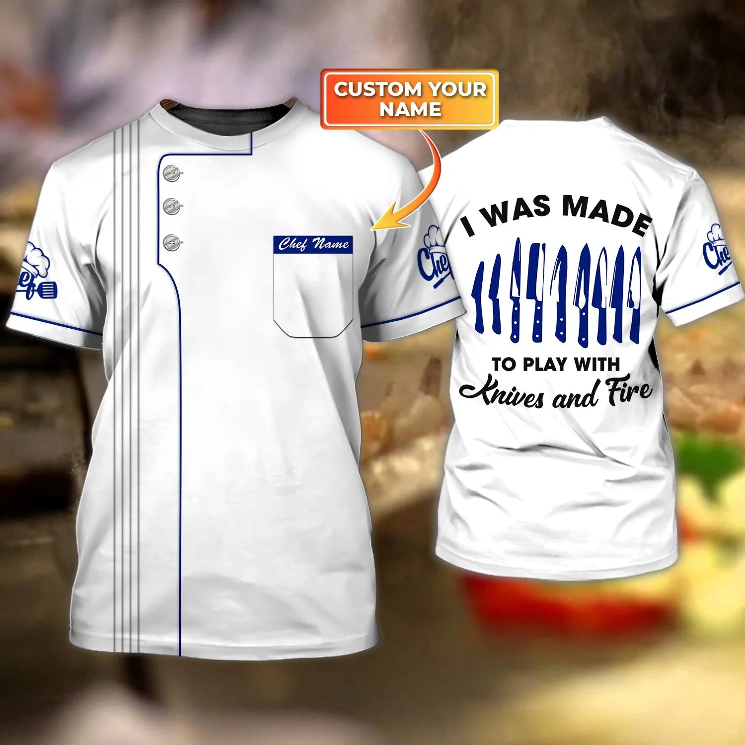 Personalized 3D All Over Printed Chef Shirt, Play With Knives Fire, Master Chef Shirts