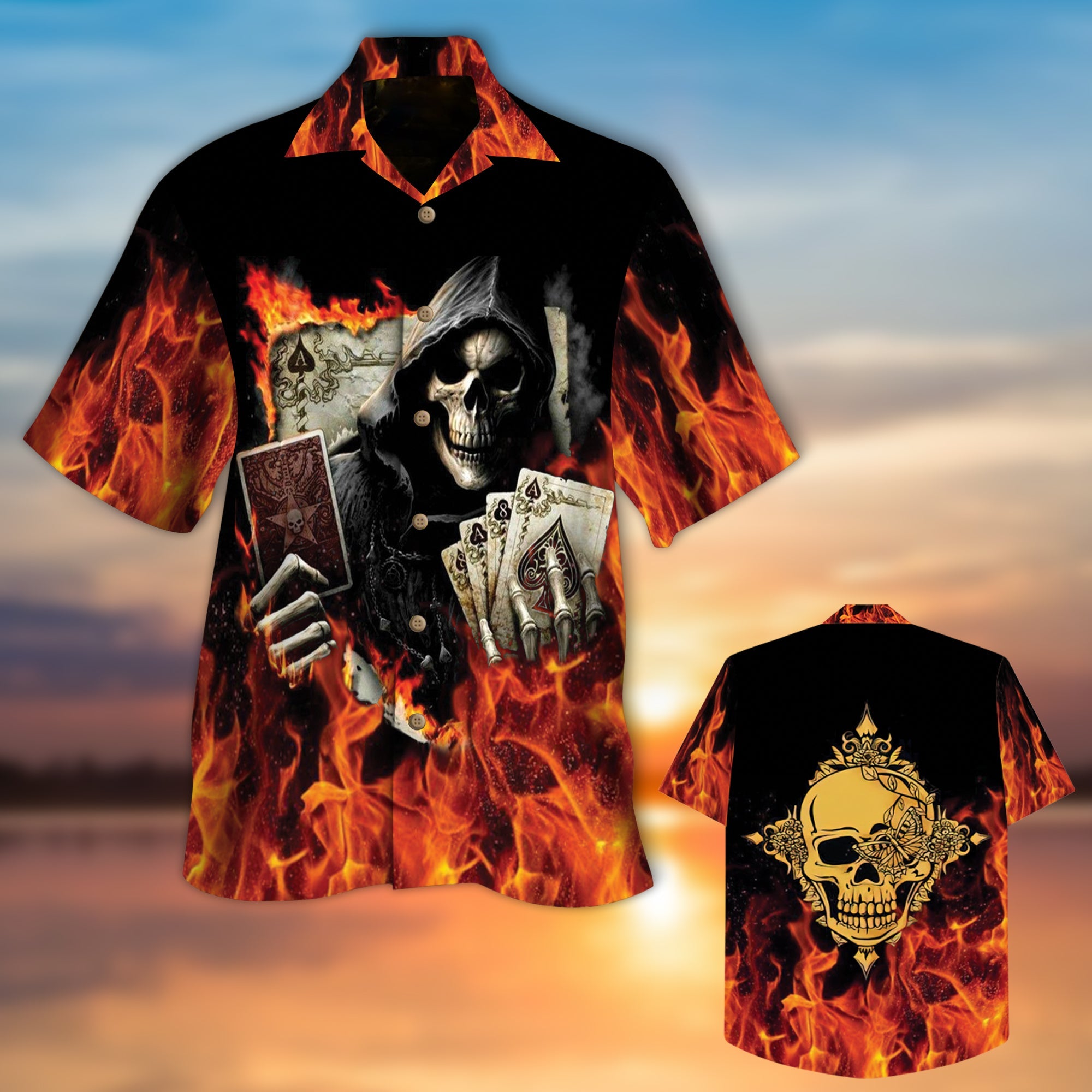 Golden Poker Skull Hawaii Lover Hawaii Shirt For Men Women Ha81532