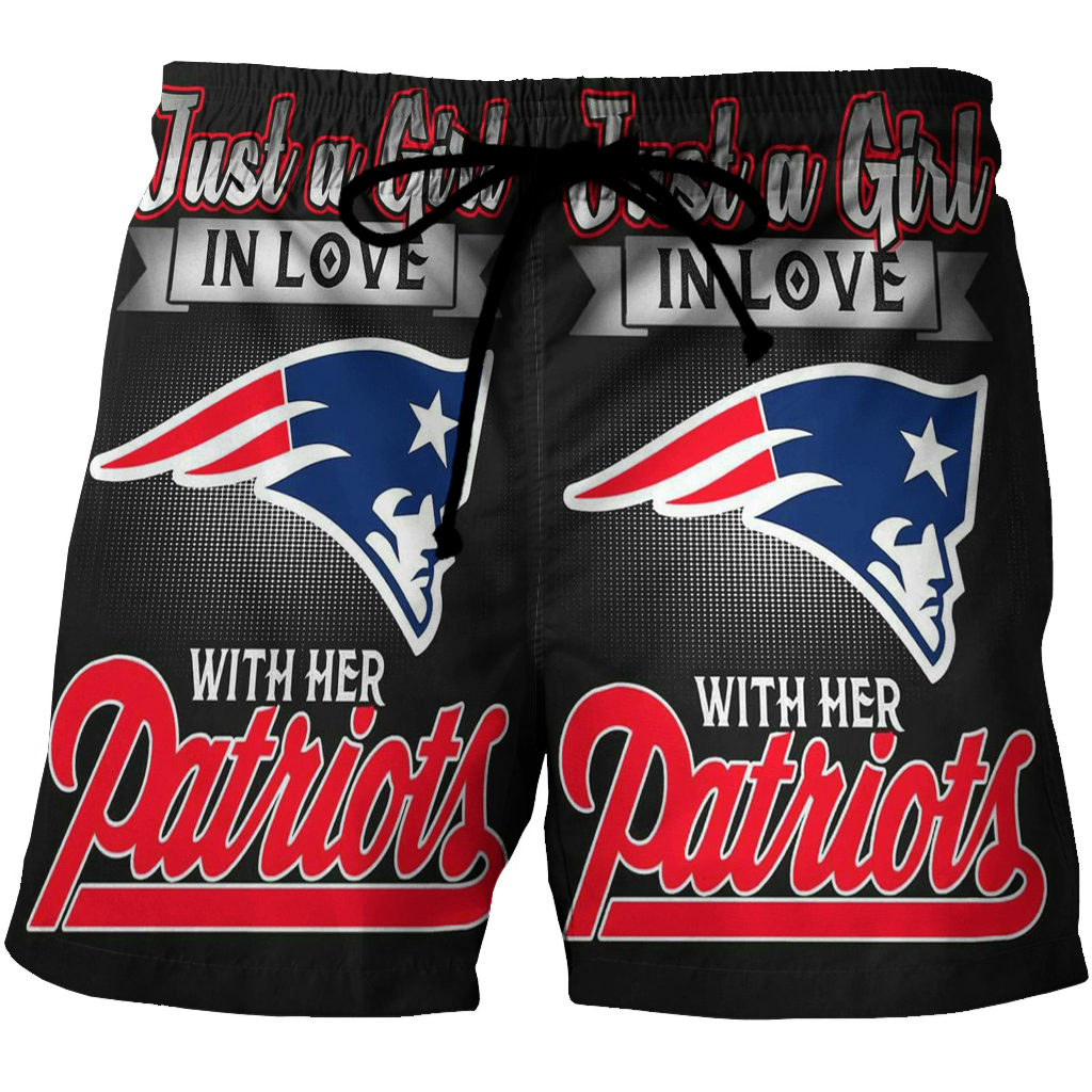 New England Patriots Girl In Love With Her Patriots 3D All Over Print Summer Beach Hawaiian Short