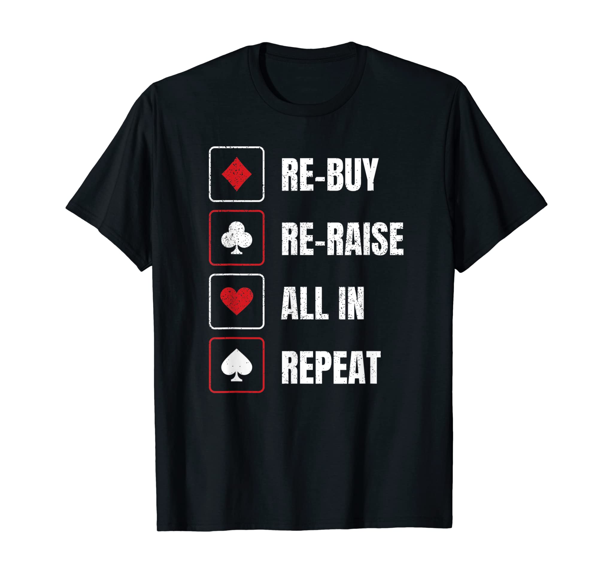 Rebuy, Reraise, All in, Repeat Funny Poker Shirt