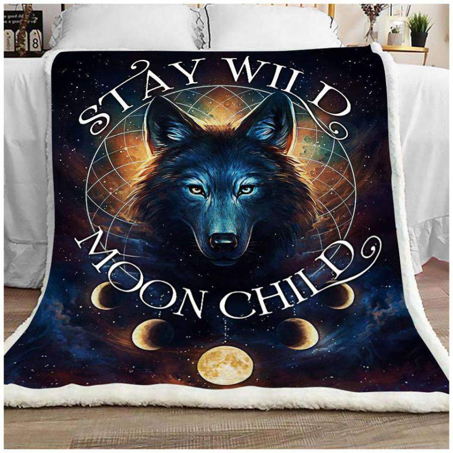 Wolf Blanket Gift For People Stay Wild Moon Child