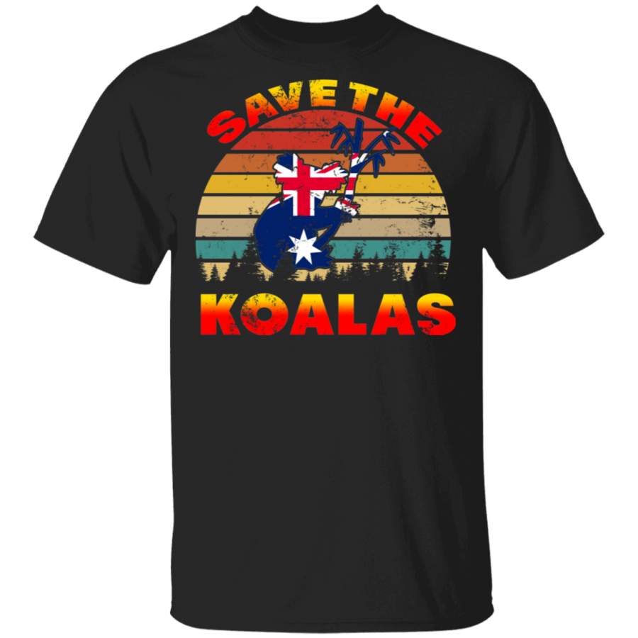 Vintage Retro Save The Koalas Kangaroo Australian Animals People Pray for Australia Flag Of Australia Kids Mens Womens Gifts T-Shirt