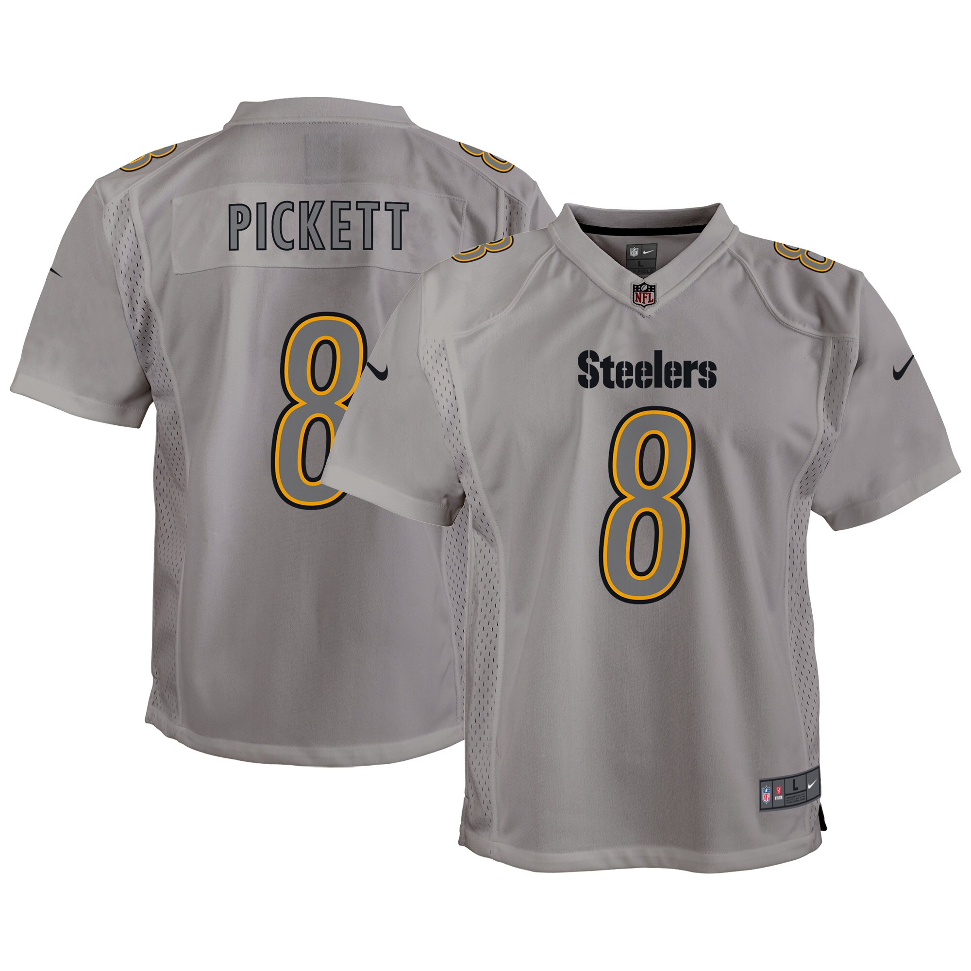 Youth Pittsburgh Steelers Kenny Pickett Gray Atmosphere Game Jersey