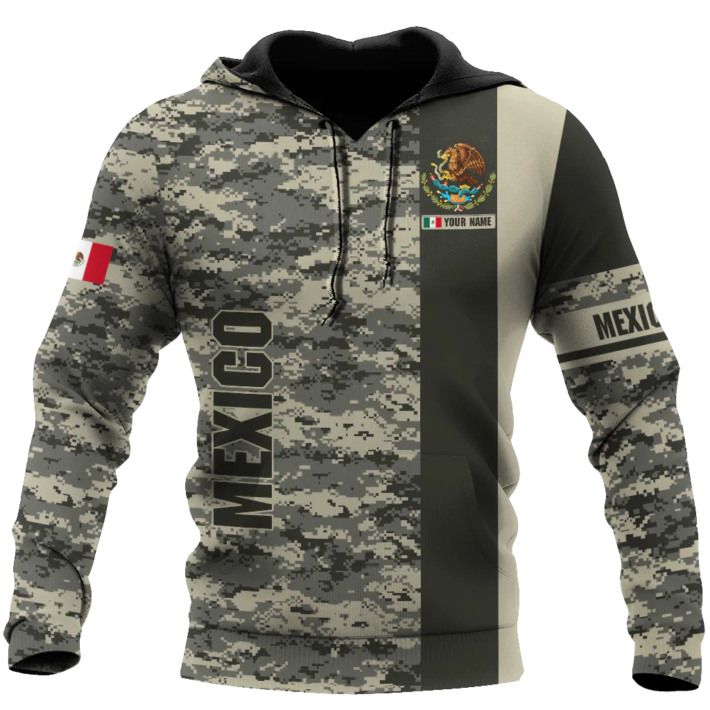 Personalized 3D All Over Print Mexico Hoodie Camo Pattern, Mexican Hoodies, Mexico Gift