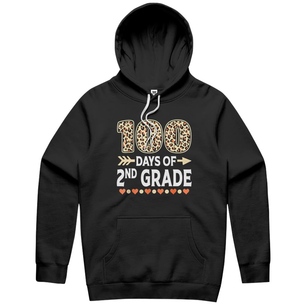 100 Days Of Second Grade Teacher 100Th Day Of School Leopard Hoodie