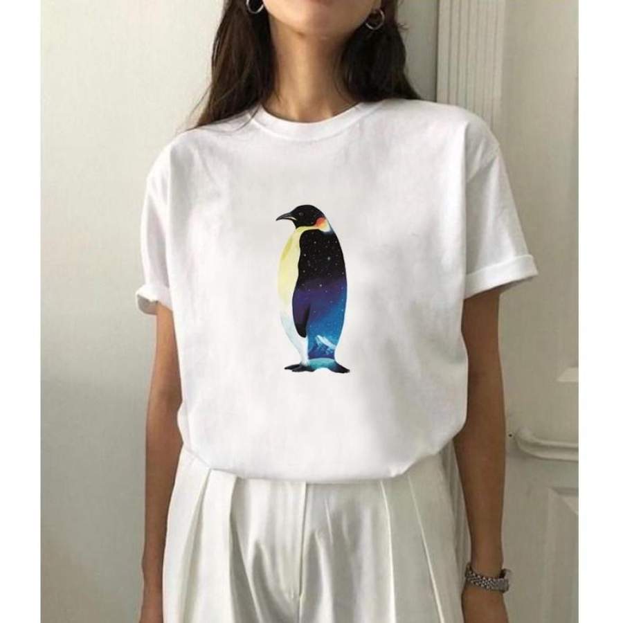 Hot Summer Cool T-Shirts Star Penguin Printed Women Tops Plus Size Tee