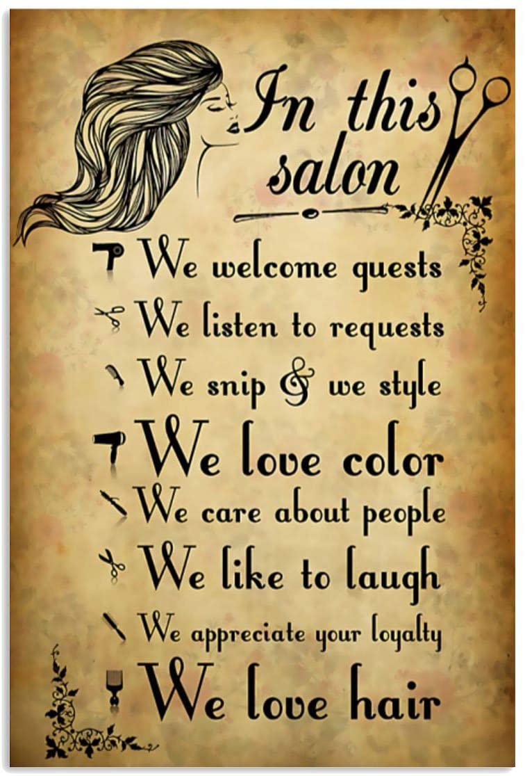 Vintage Hairdresser In This Salon We Love Hair Poster Art Print      Home Decor Gift For Men Women Family Frd On Birthday Xmas