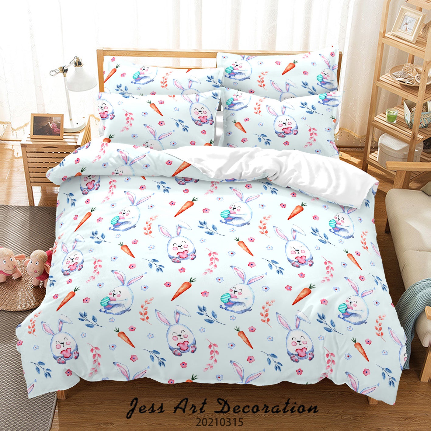 3D Cartoon Animal Rabbit Carrot Quilt Cover Set Bedding Set Duvet Cover Pillowcases 131