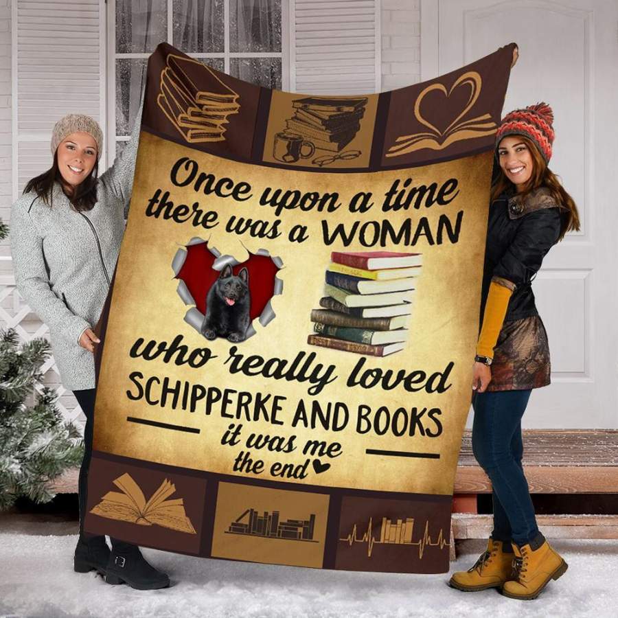 Custom Blanket Schipperke Dog And Books Blanket – Fleece Blanket