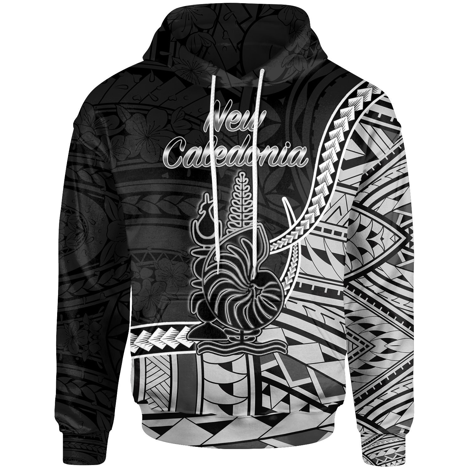 New Caledonia Islands Hoodie - New Caladonia Seal Of New Caledonia Polynesian Patterns - Pacific Print Hoodie - Realtorgift X California