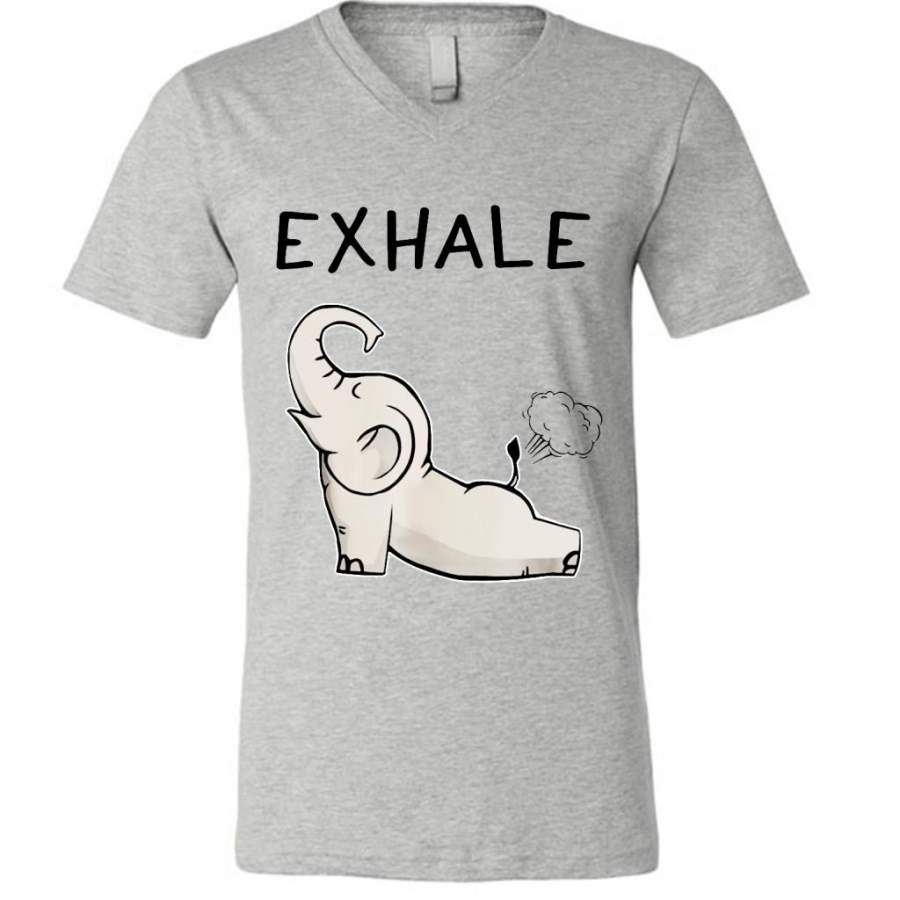 Yoga Elephant Exhale – Canvas Unisex V-Neck Shirt