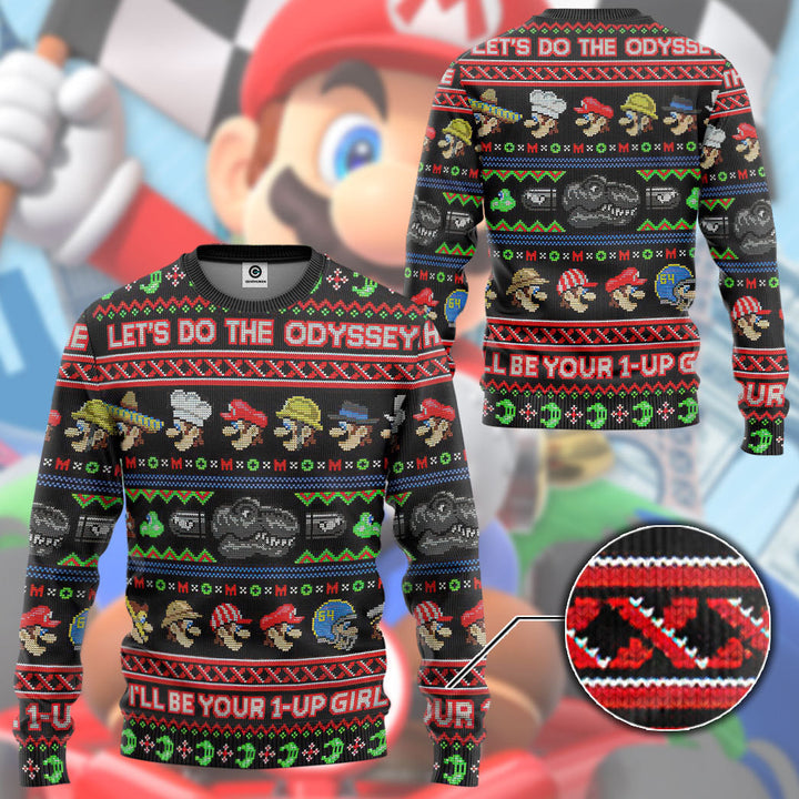 Waybackapparel Mario Ugly Christmas Custom Ugly 3D Sweater