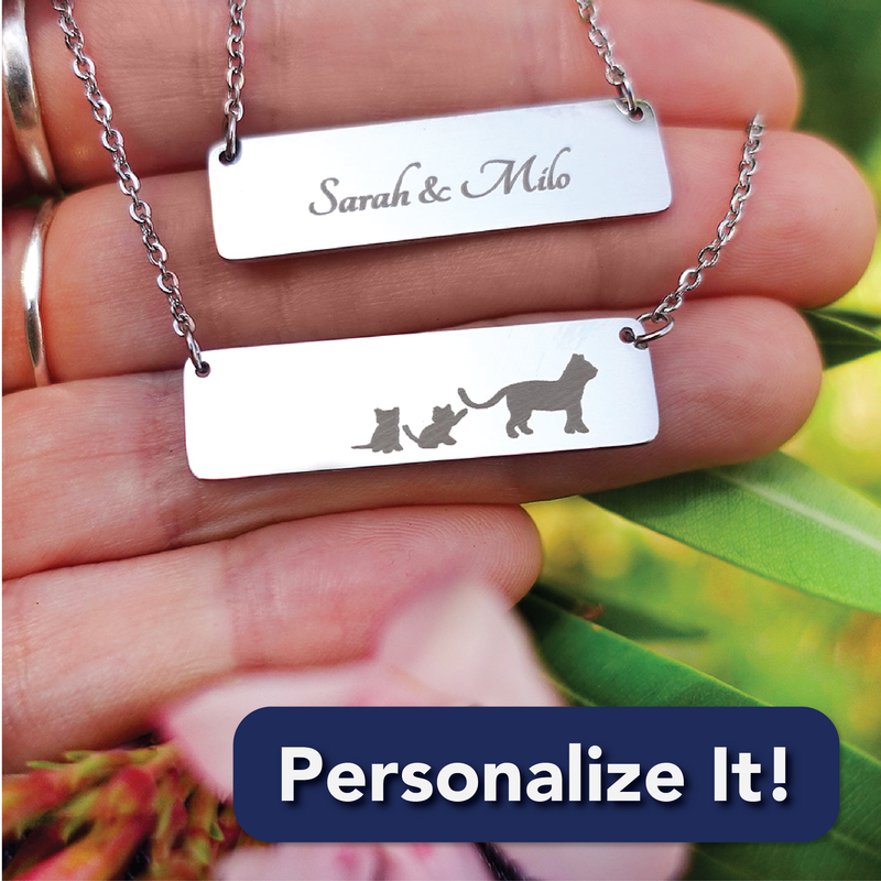 To My Mom – Personalized Mom Cat + 2 Kittens Necklace