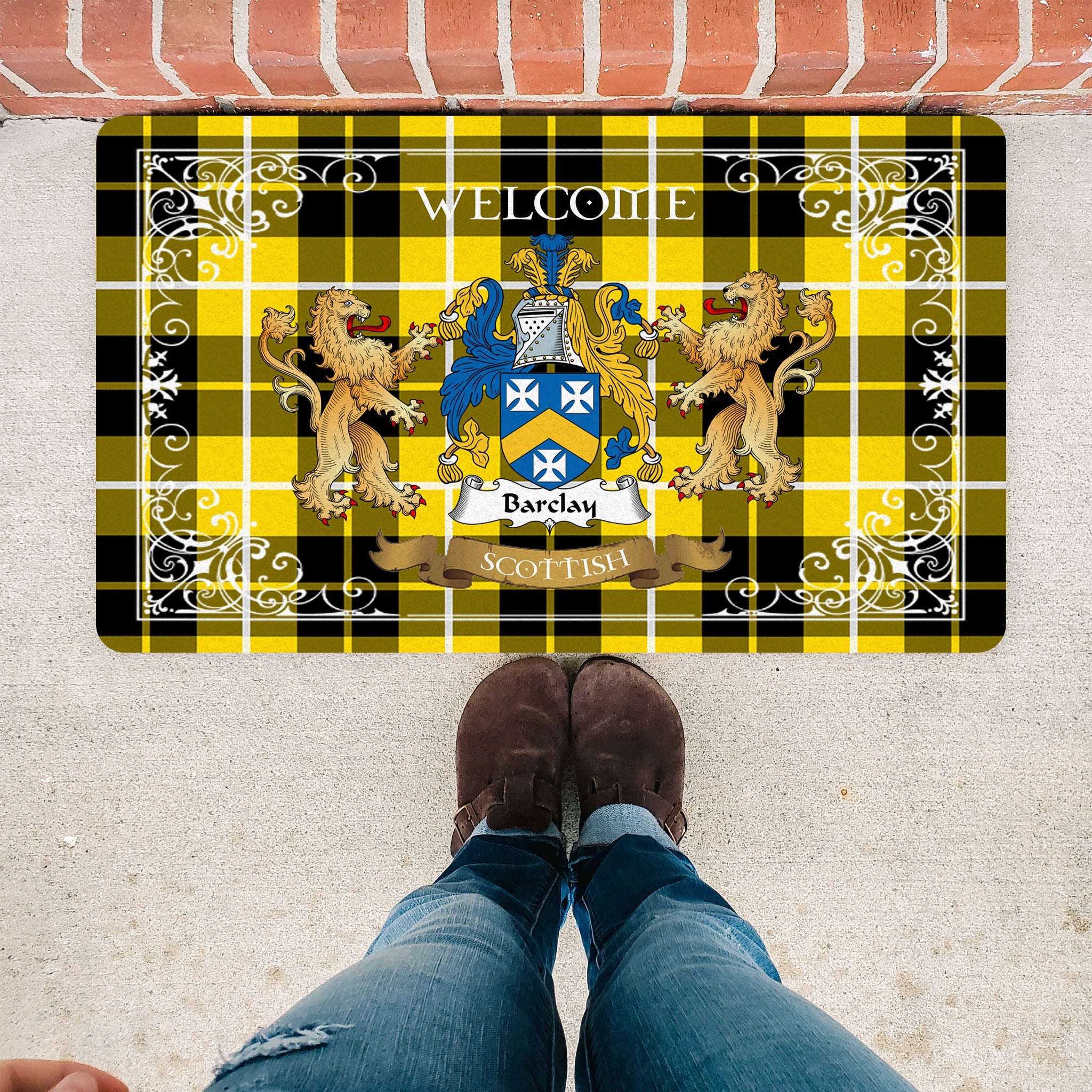 Scotstee Shop Tartan Door Mat The Family Barclay Scottish Plaid Doormat, Welcome Mat, Christmas Door Mat