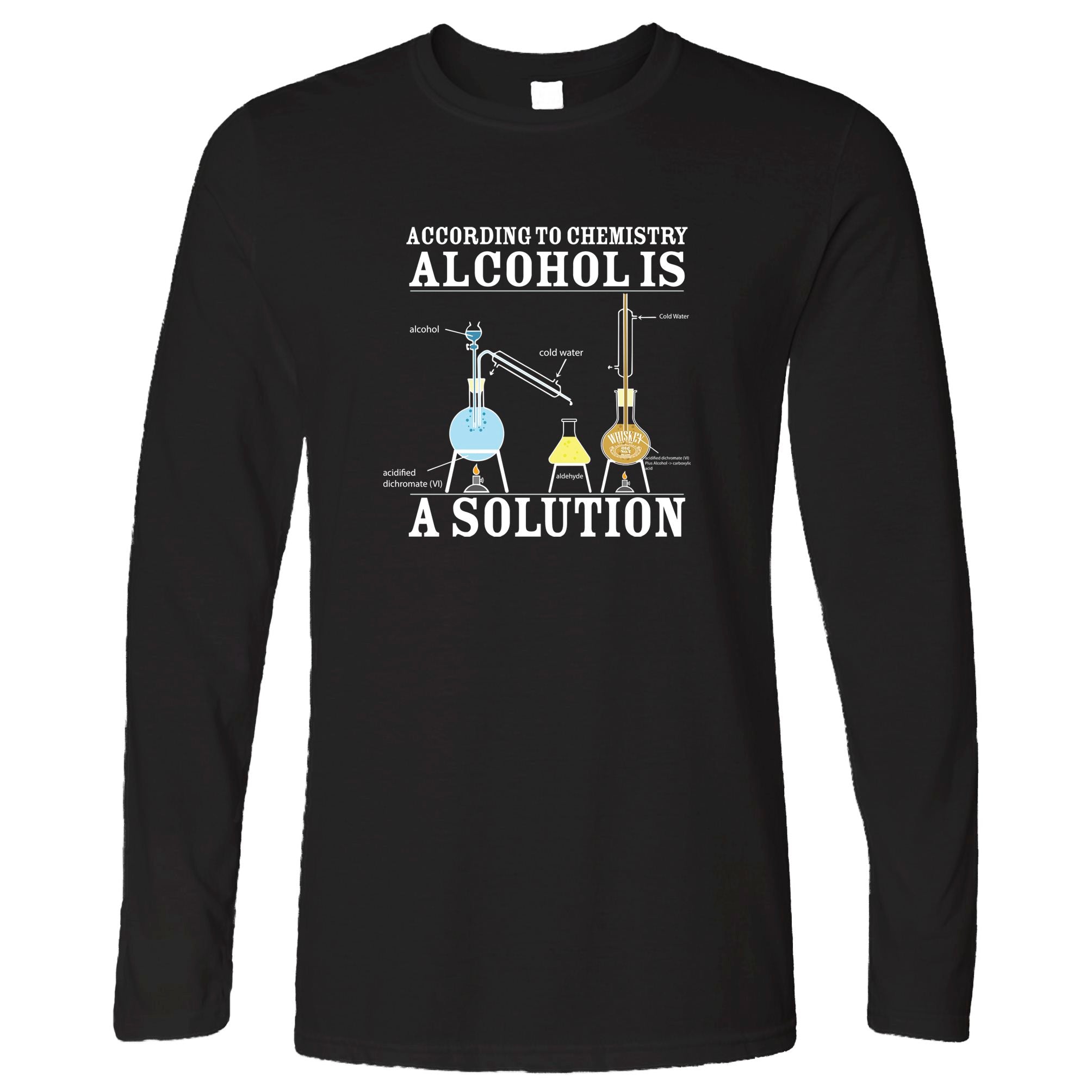 Pub Long Sleeve According To Chemistry Alcohols a Solution T-Shirt