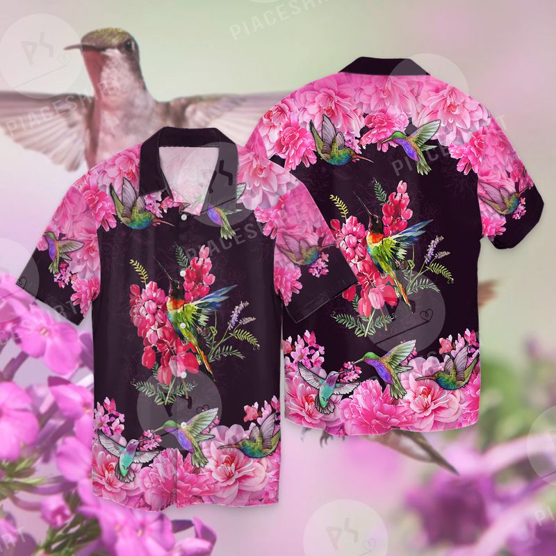 Beautiful Hummingbird Pink Flower For Bird Lovers Full Print Hawaii Shirt Ha29306