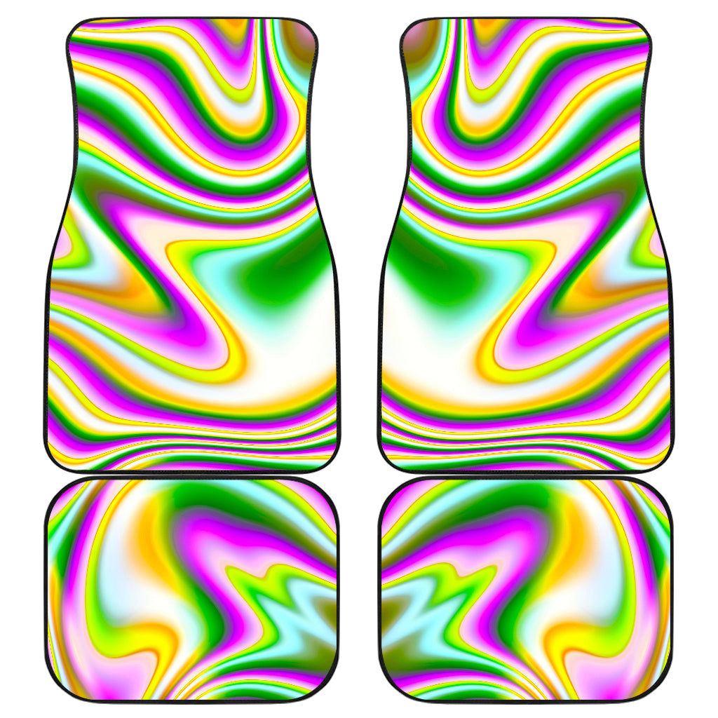 Abstract Holographic Liquid Trippy Print Front And Back Car Floor Mats, Front Car Mat