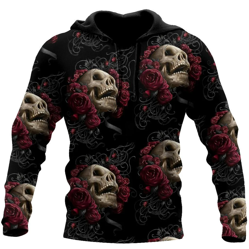 Skulls And Roses Art On Hoodies Women’S Skull Hoodies, Cool Skull Hoodies For Men