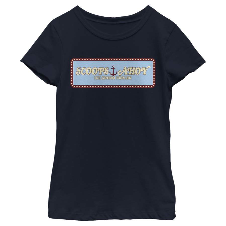 Stranger Things Girl’s Scoops Ahoy Logo  T Shirt