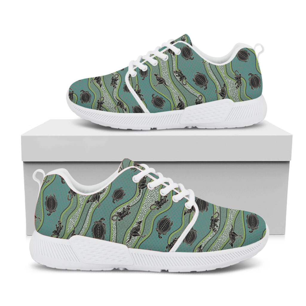 Aboriginal Animals Pattern Print White Athletic Shoes