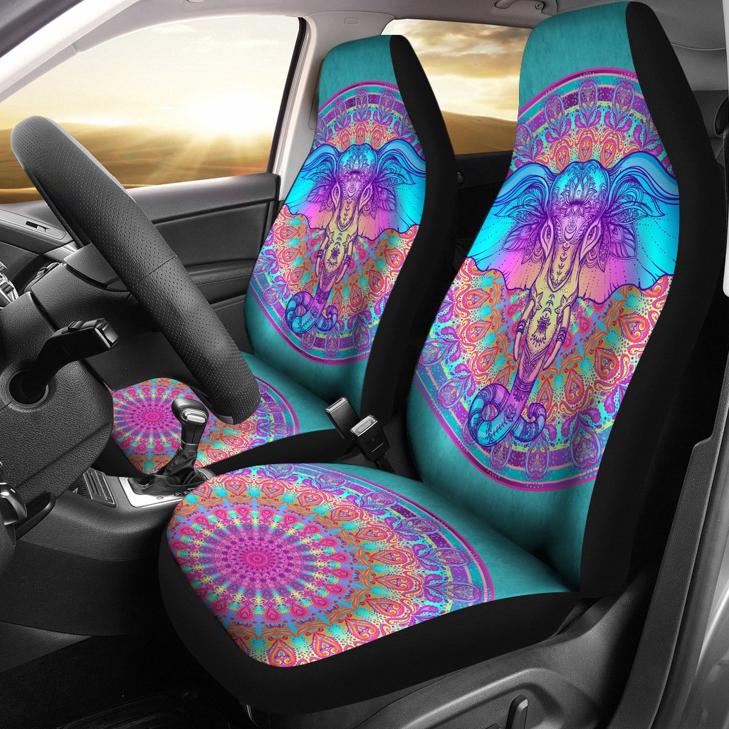 Turguise Elephant Mandala Car Seat Cover