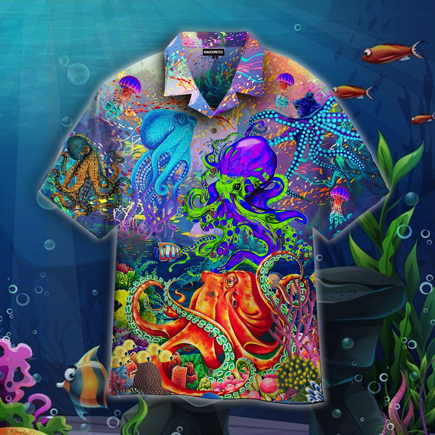 Colorful Octopus In Undersea World Hawaii Shirt For Men Women Adult Ha110196