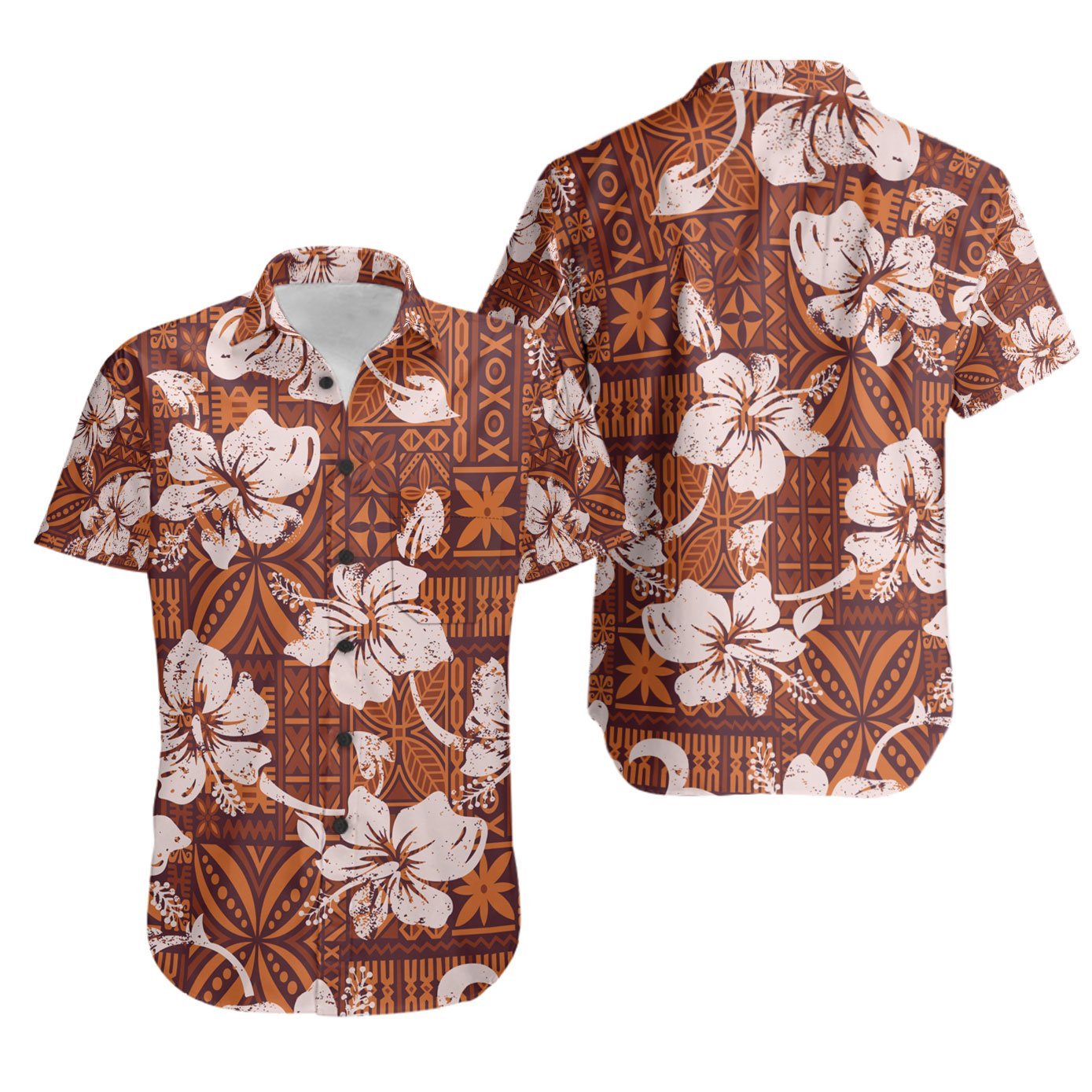 Polynesian Shirt – Tribal Vintage Hibiscus Flowers – BN20