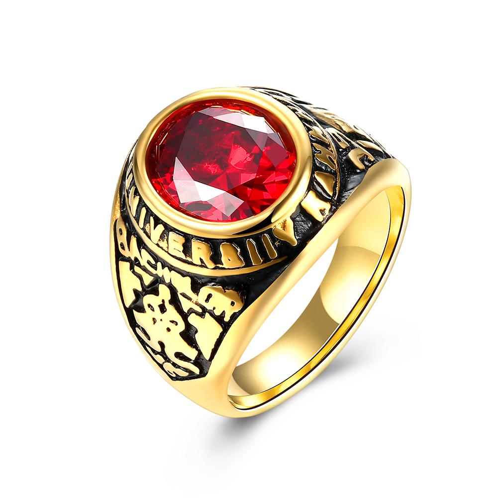 Gold Plated Stainless Steel Gem Jaguar 316L Ring