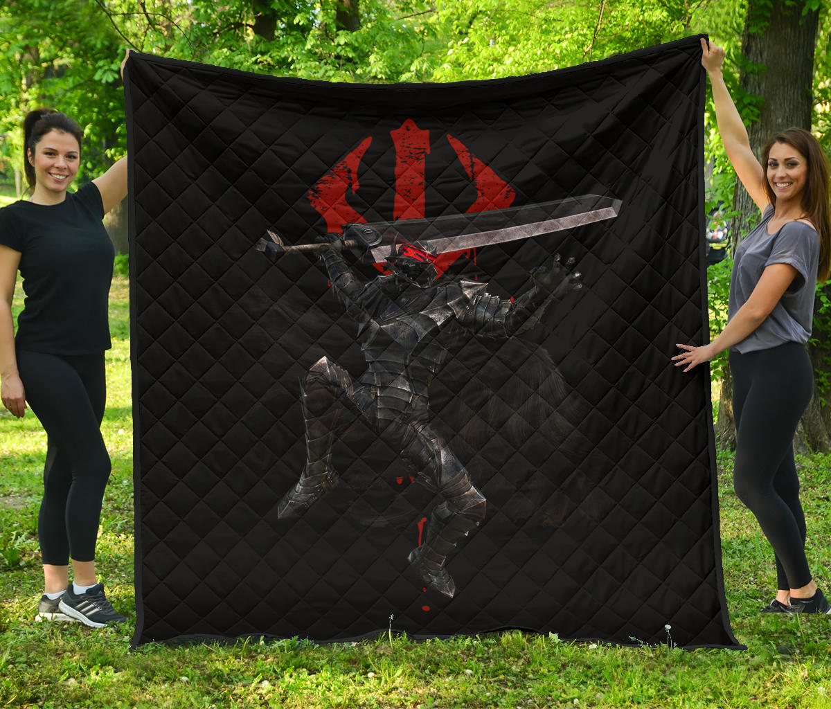 Berserk Anime Premium Quilt – Guts Full Armor Armadura Sword Fighting Quilt Blanket